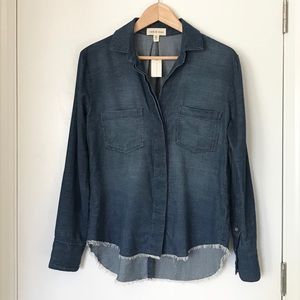 Cloth & Stone Blue Cord Denim Colored Shirt Fringe